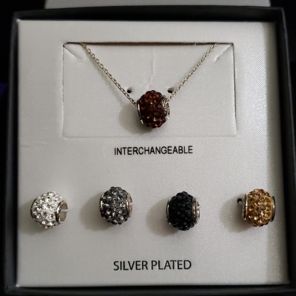 Silver-Plated Interchangeable Rhinestone Pendant - Picture 2 of 3